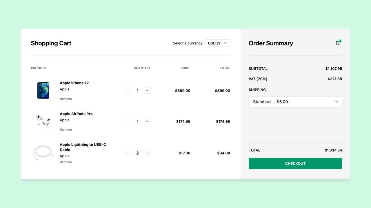 Shopping cart with Vue.js